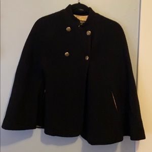 Betsey Johnson black cape with gold silk lining